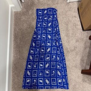 Paper Heart Blue and White Patterned Maxi Strapless Dress